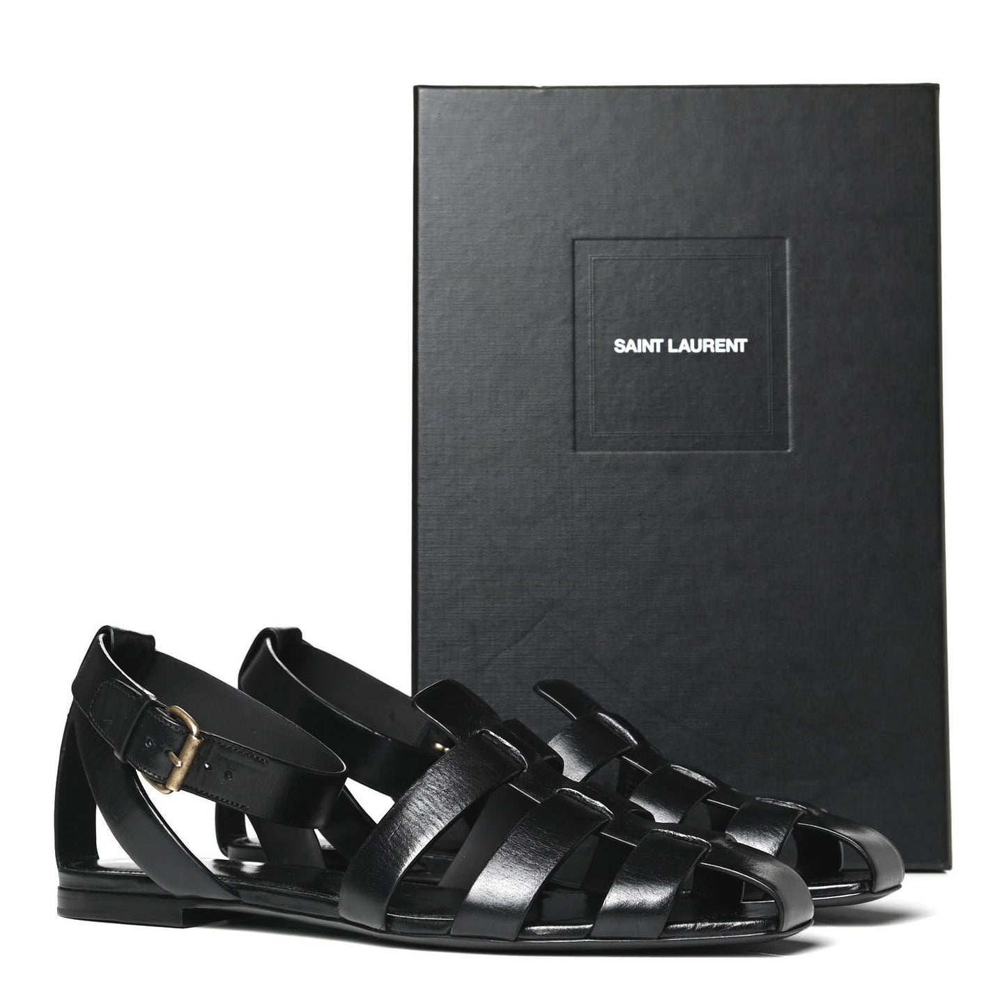 Calfskin Tribute 05 Ankle Wrap Sandals 40.5 Black