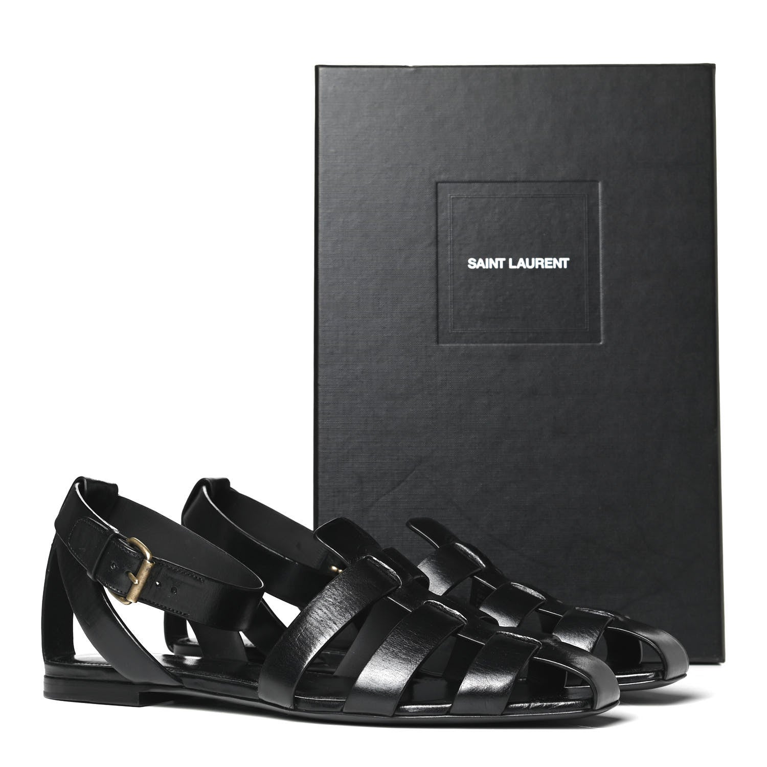 Saint Laurent Calfskin Tribute 05 Ankle Wrap Sandals 40.5 Black 9 of 9
