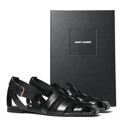 Saint Laurent Calfskin Tribute 05 Ankle Wrap Sandals 40.5 Black 9 of 9