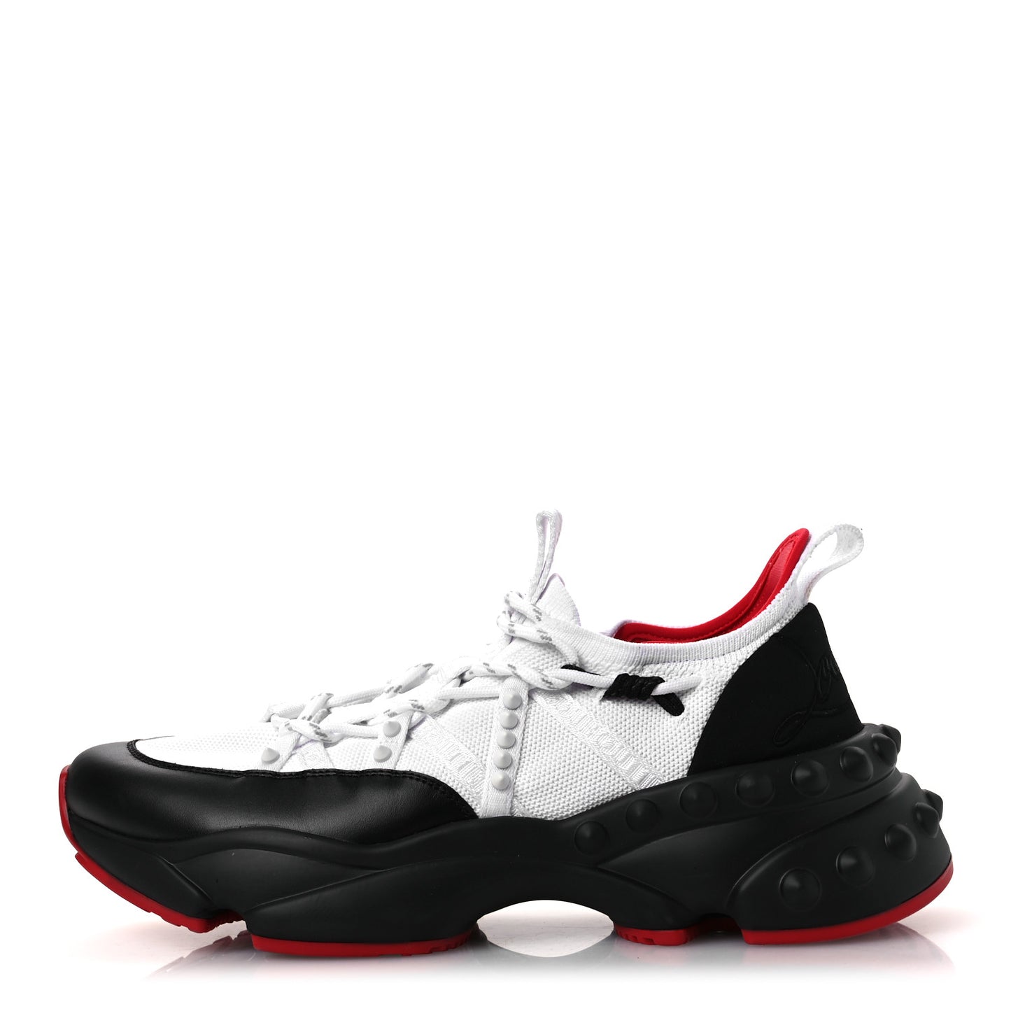 Calfskin Neoprene Mens Trailnrun Sneakers 43.5 Black White