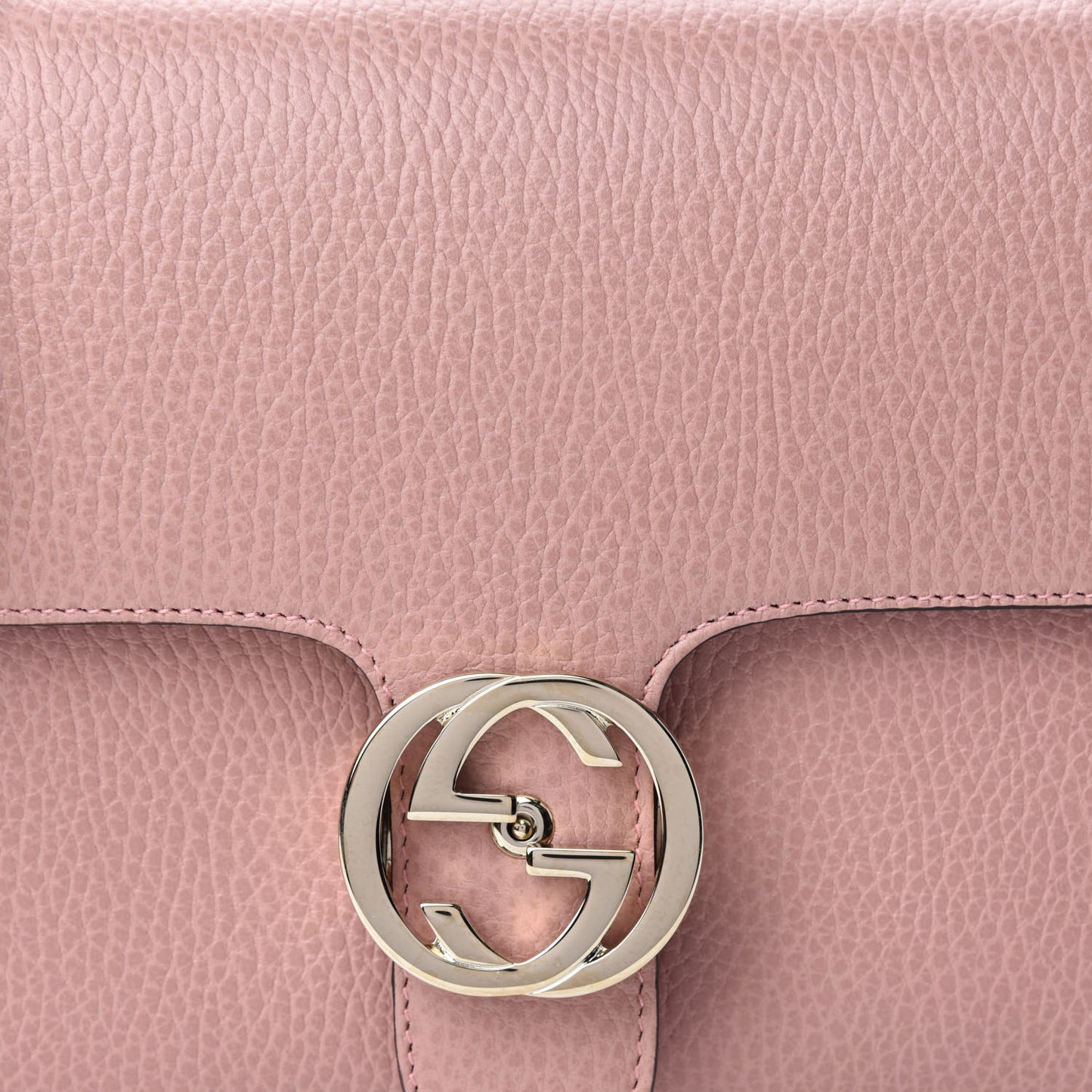 Dollar Calfskin Interlocking G Top Handle Shoulder Bag Soft Pink