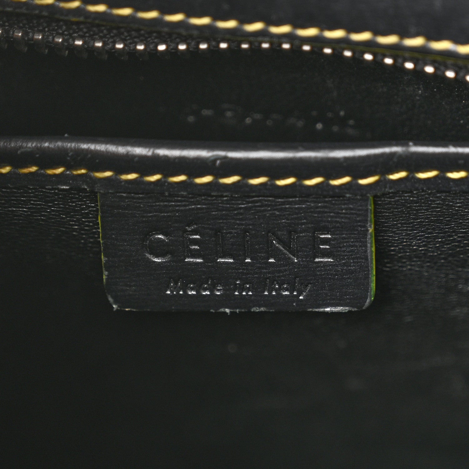 Celine Satin Calfskin Nano Debossed Luggage Black Yellow 6 of 11