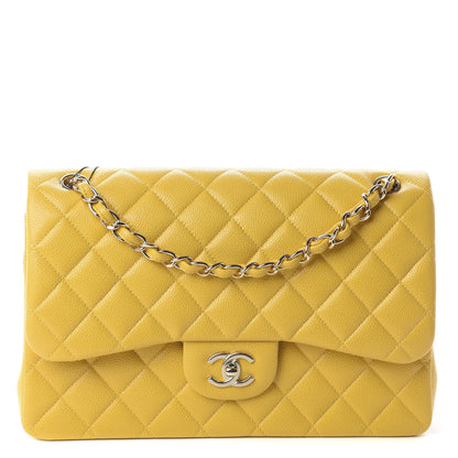 Chanel Caviar Quilted Jumbo Double Flap Yellow 1 of 8