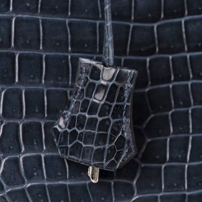 Hermes Shiny Porosus Crocodile Birkin 35 Bleu Abysse 33 of 35