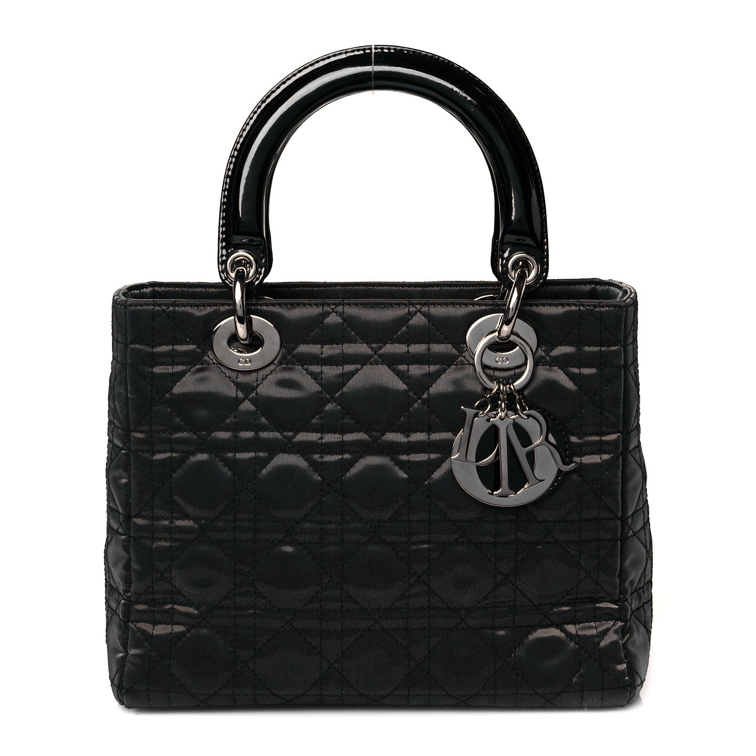 Christian Dior Coated Canvas Patent Cannage Medium Lady Dior Black 1 of 13