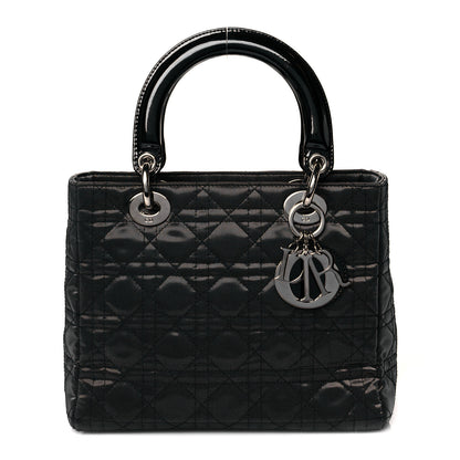 Christian Dior Coated Canvas Patent Cannage Medium Lady Dior Black 1 of 13