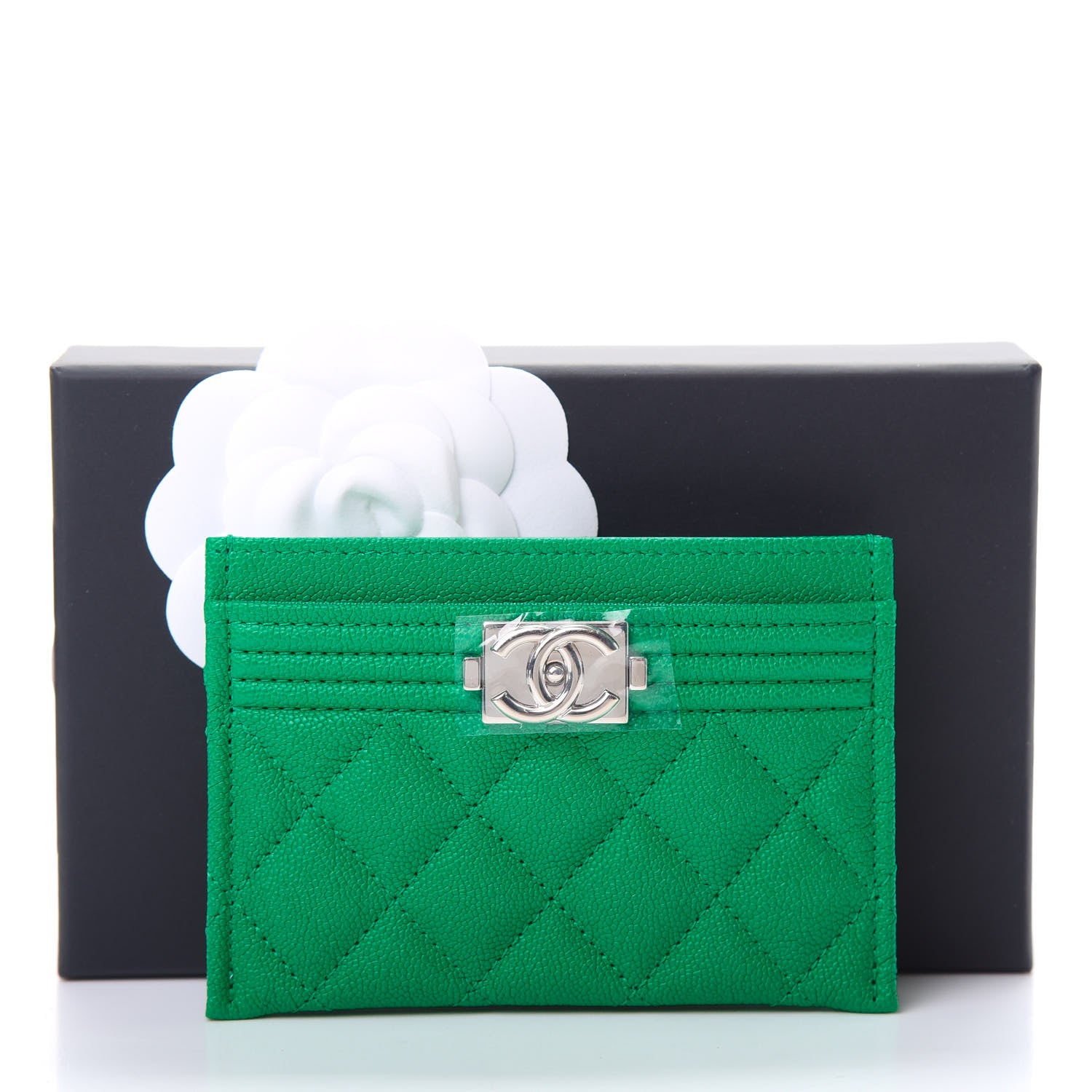 Chanel Caviar Quilted Boy Card Holder Green 9 of 9