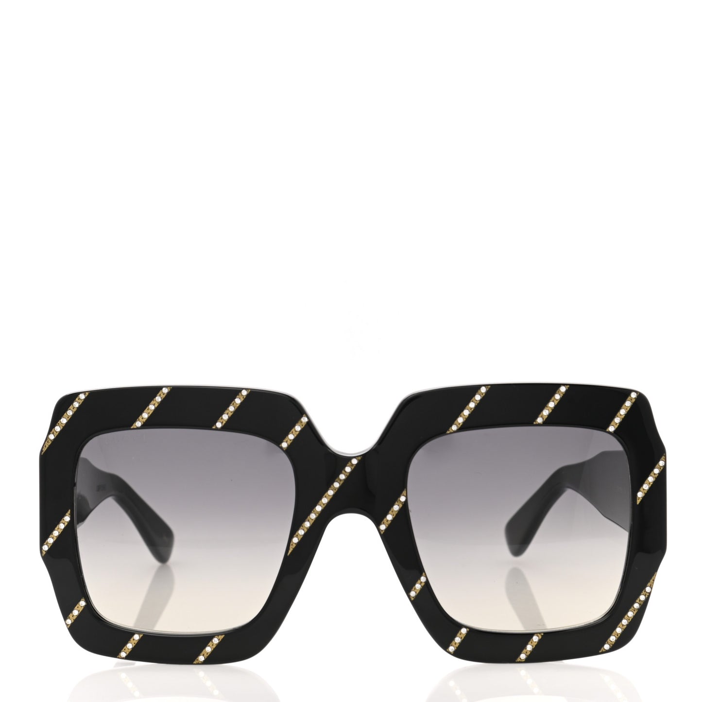 Acetate Square Frame Crystal Striped GG0178S Sunglasses Black