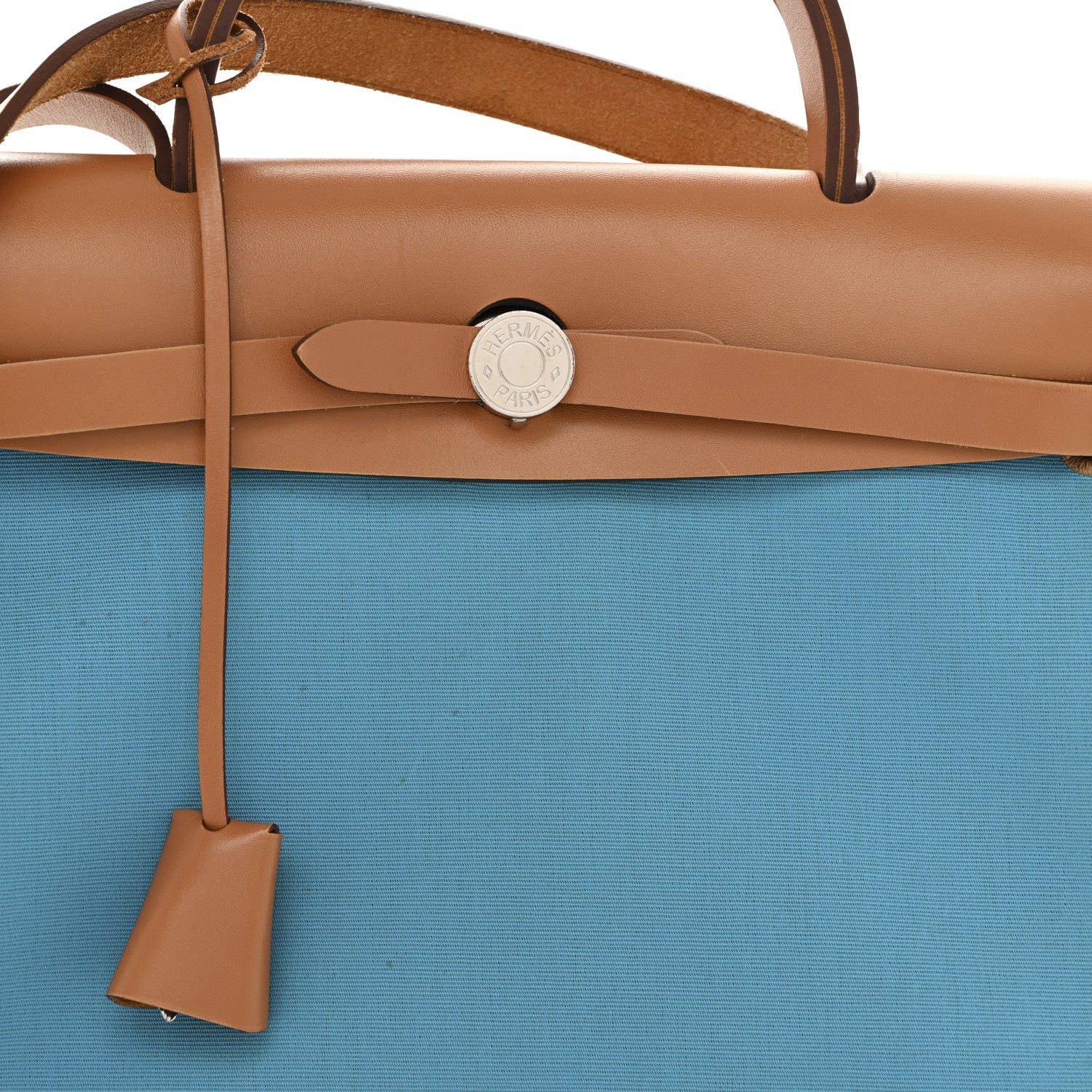 Hermes Military Toile Vache Hunter Herbag Zip Retourne 31 PM Bleu Azteque Menthe Natural 9 of 13