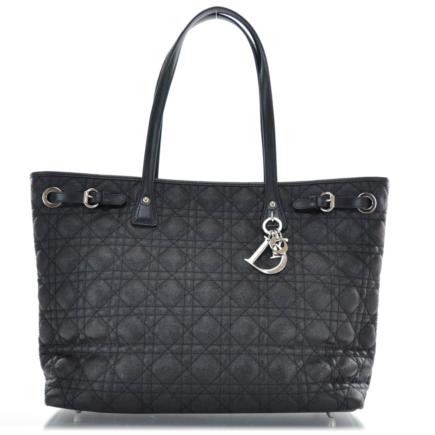 Coated Canvas Cannage Medium Panarea Tote Black