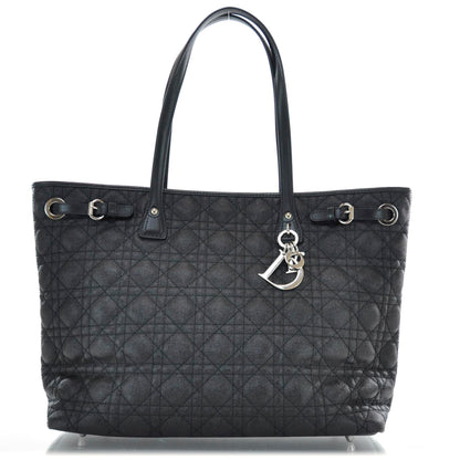 Christian Dior Coated Canvas Cannage Medium Panarea Tote Black 1 of 14