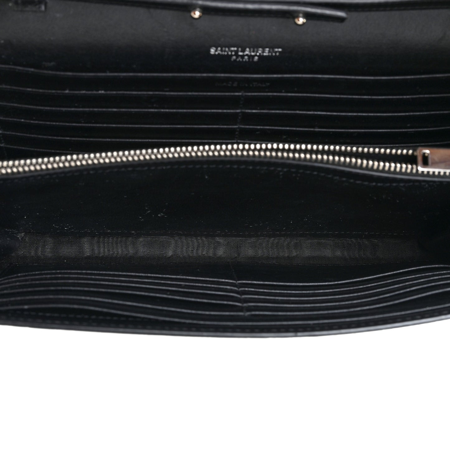 Calfskin Crocodile Embossed Monogram Chain Wallet Black
