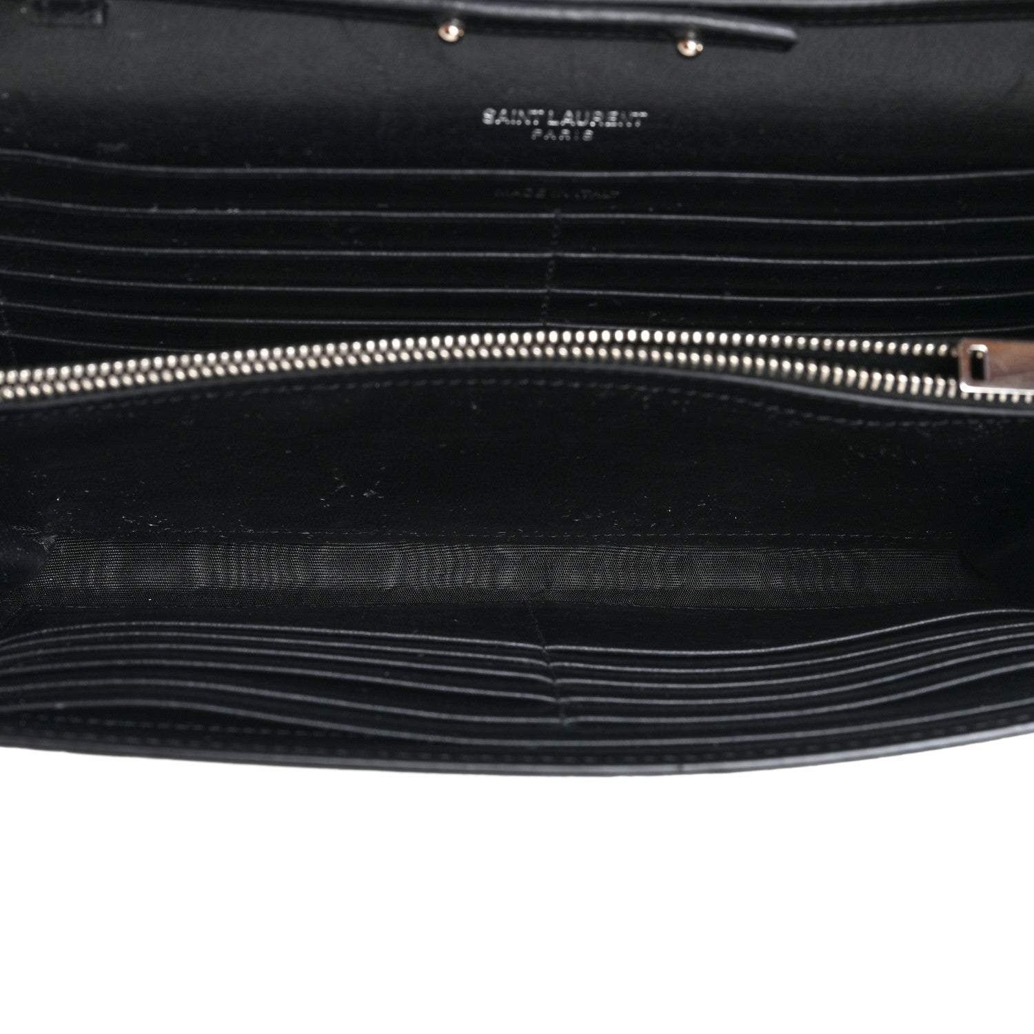 Saint Laurent Calfskin Crocodile Embossed Monogram Chain Wallet Black 5 of 16