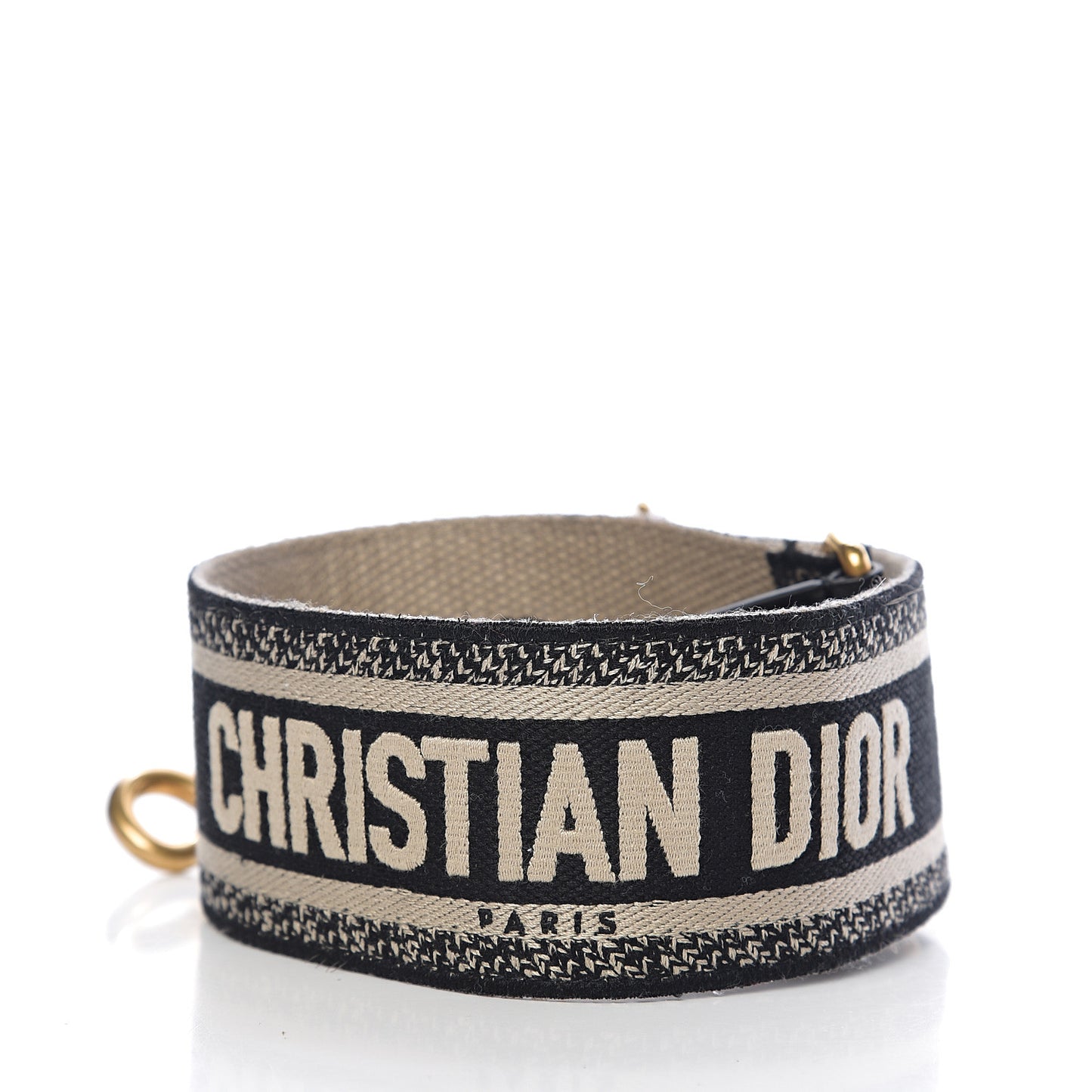 Canvas Embroidered Shoulder Strap Black