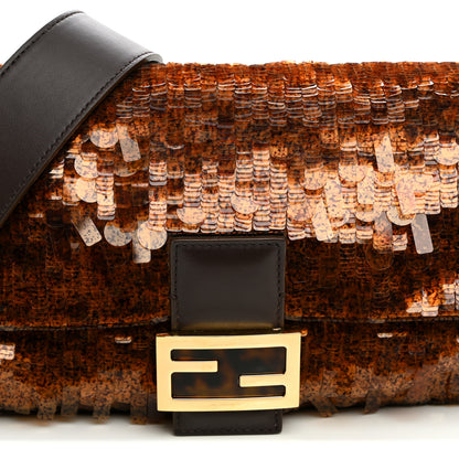 Fendi Sequin Paillettes Shiny Nappa Sex and the City Baguette Tartaruga 6 of 9