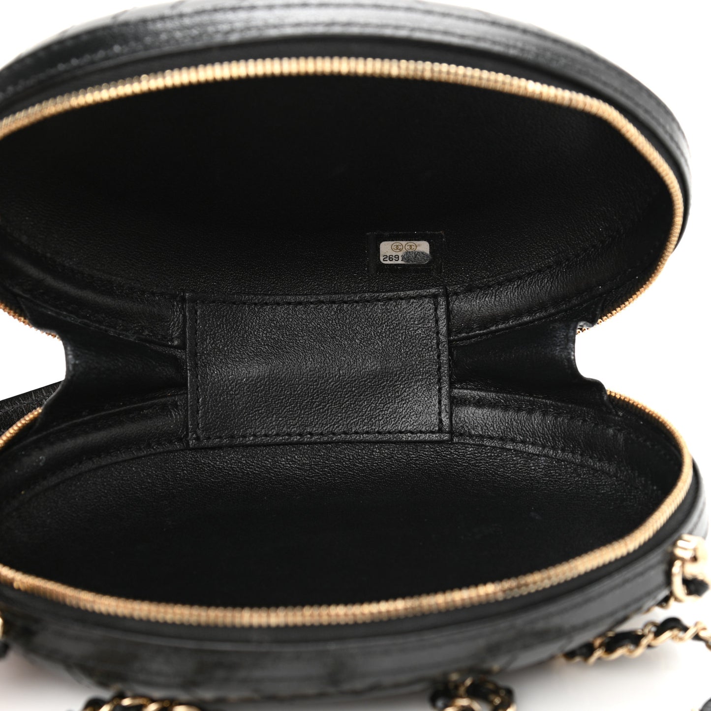 Calfskin Chevron Stitched Evening Bag Black