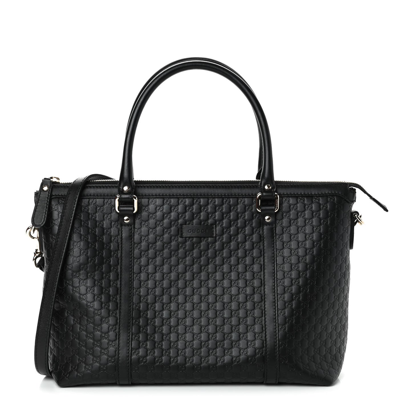Soft Microguccissima Small Zippered Satchel Black