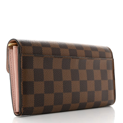 Louis Vuitton Damier Ebene Sarah Wallet NM Rose Ballerine 3 of 6