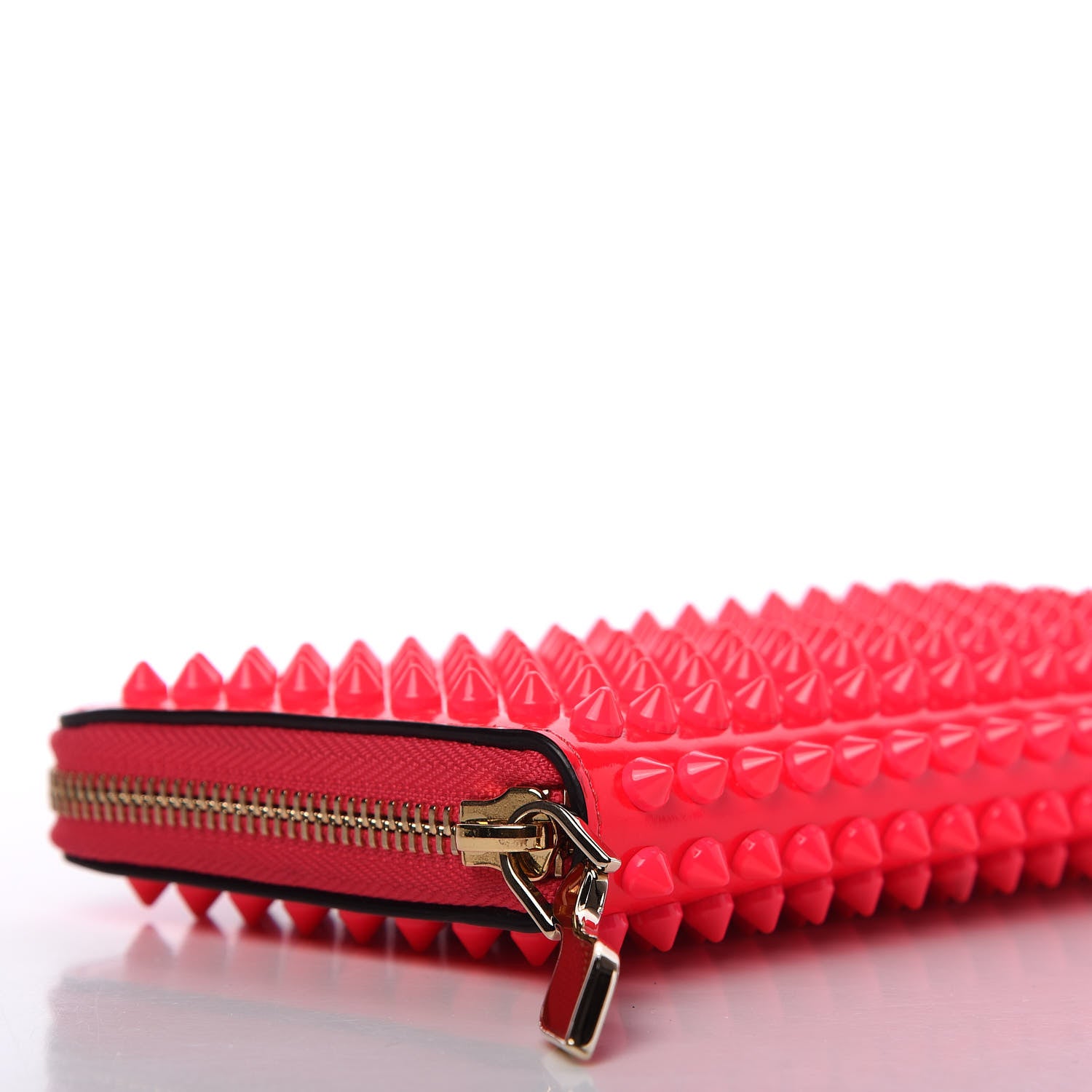 Christian Louboutin Patent Panettone Spiked Zip Around Wallet Rose Paris 6 of 10