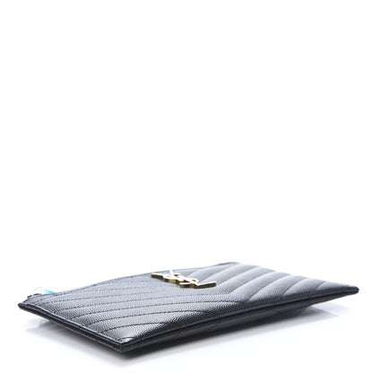Saint Laurent Grain De Poudre Chevron Monogram Bill Pouch Black 4 of 8