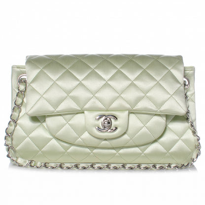 Chanel Satin Quilted Medium Flap Mint Green 1 of 9