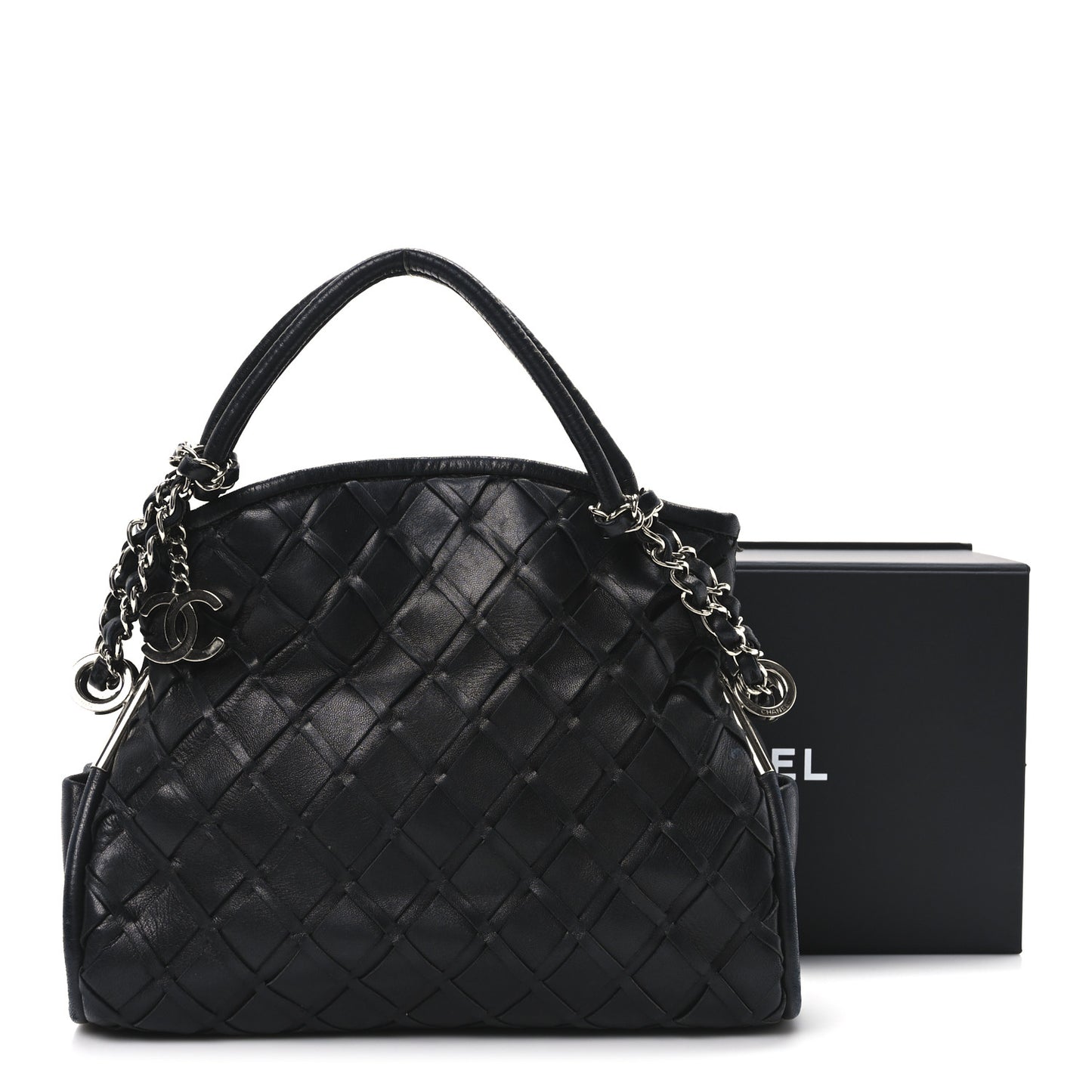 Lambskin Woven Small Ultimate Soft Sombrero Hobo Black