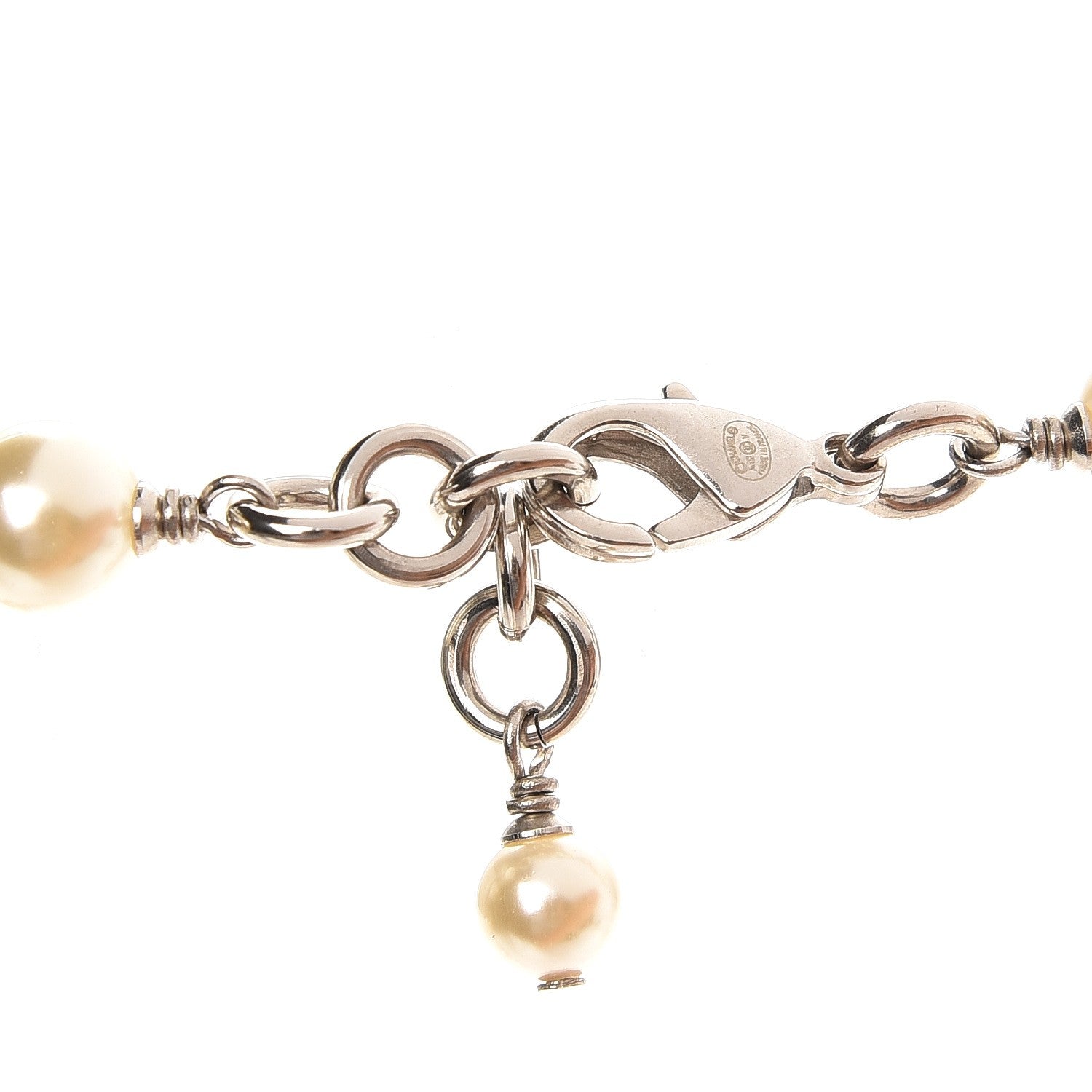 Chanel Crystal Pearl CC Long Necklace Silver 4 of 4