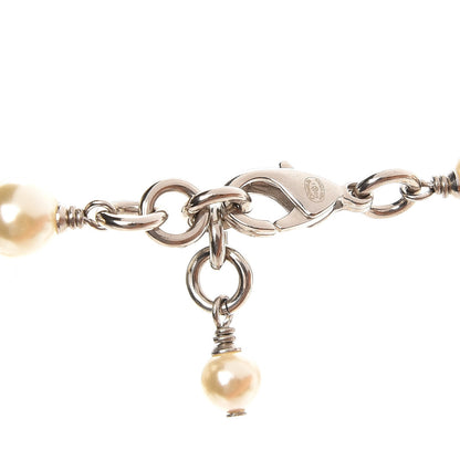 Chanel Crystal Pearl CC Long Necklace Silver 4 of 4