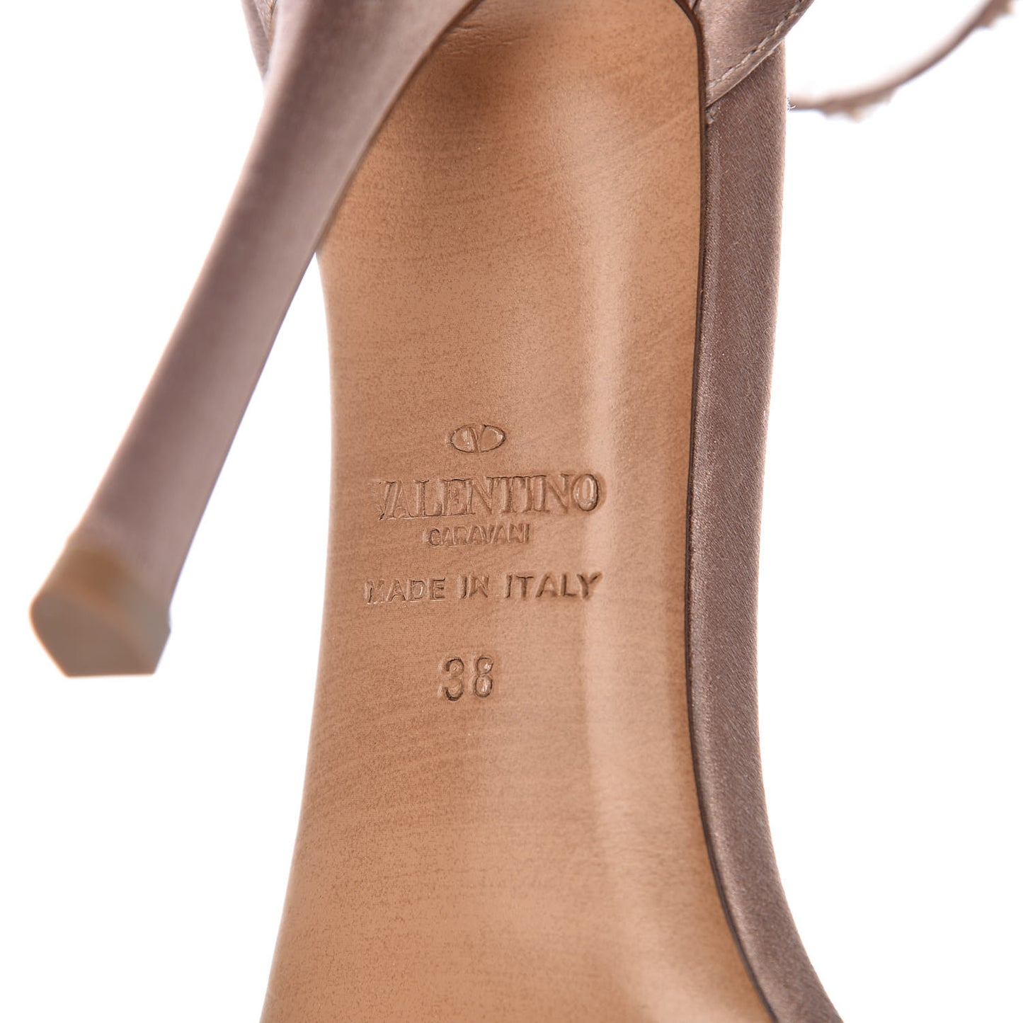 Satin Rockstud Glam Ankle Strap 105mm Sandals 38 Poudre