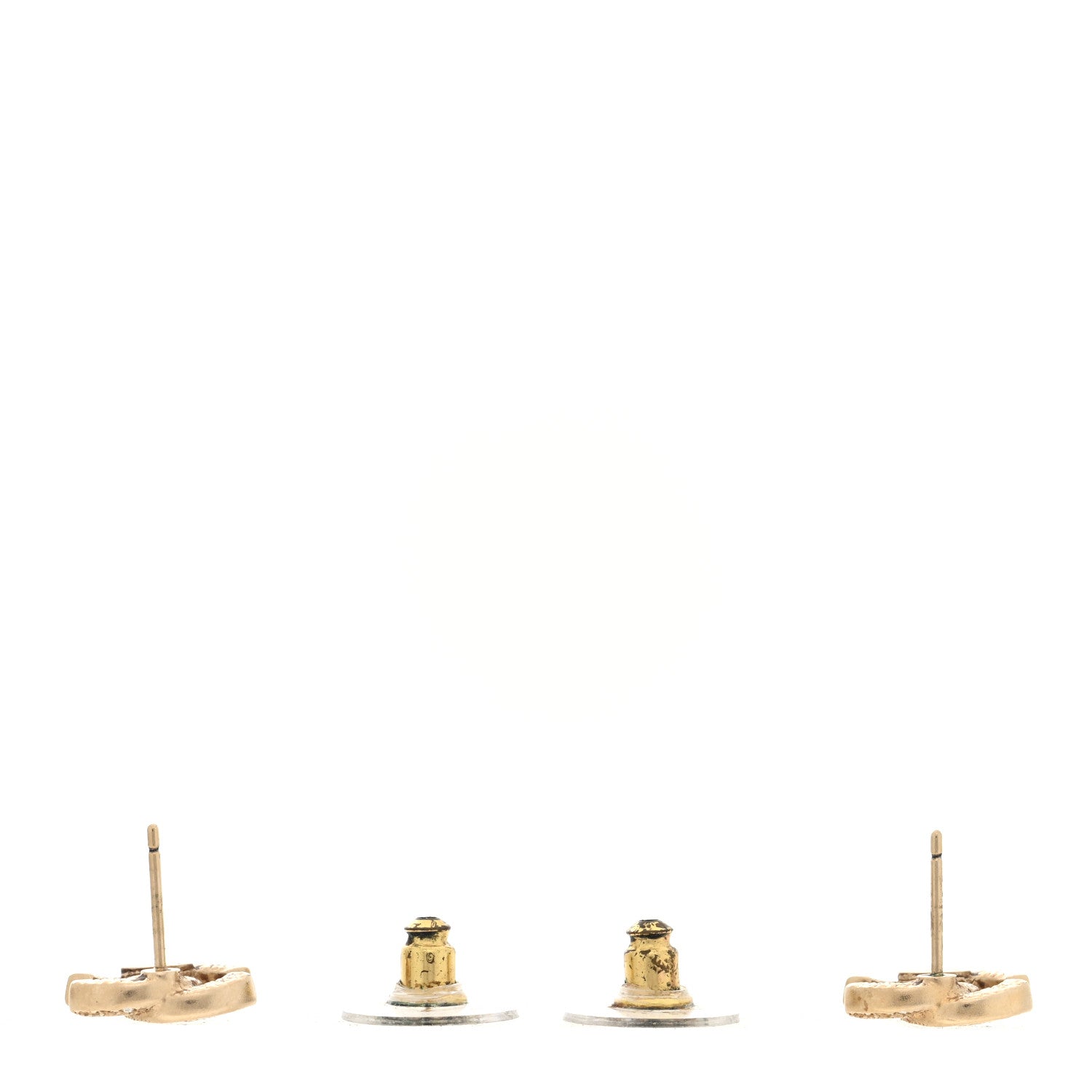 Chanel Crystal Mini Timeless CC Earrings Light Gold 3 of 5
