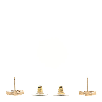 Chanel Crystal Mini Timeless CC Earrings Light Gold 3 of 5