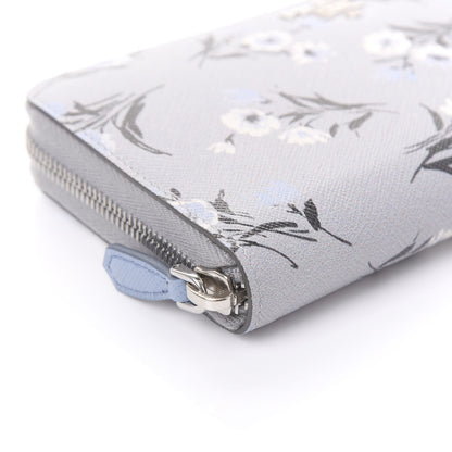 Prada Saffiano Floral Print Metal Zip Around Wallet Acciaio 6 of 10