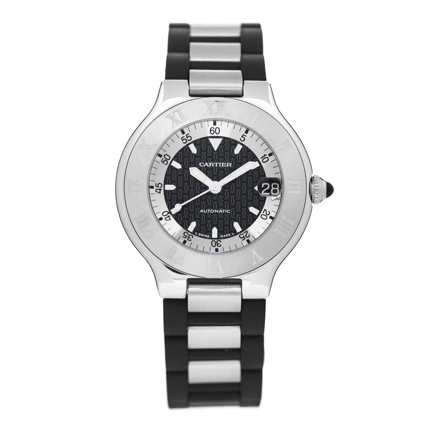 Stainless Steel Rubber 37mm Must de 21 Autoscaph Automatic Watch Black