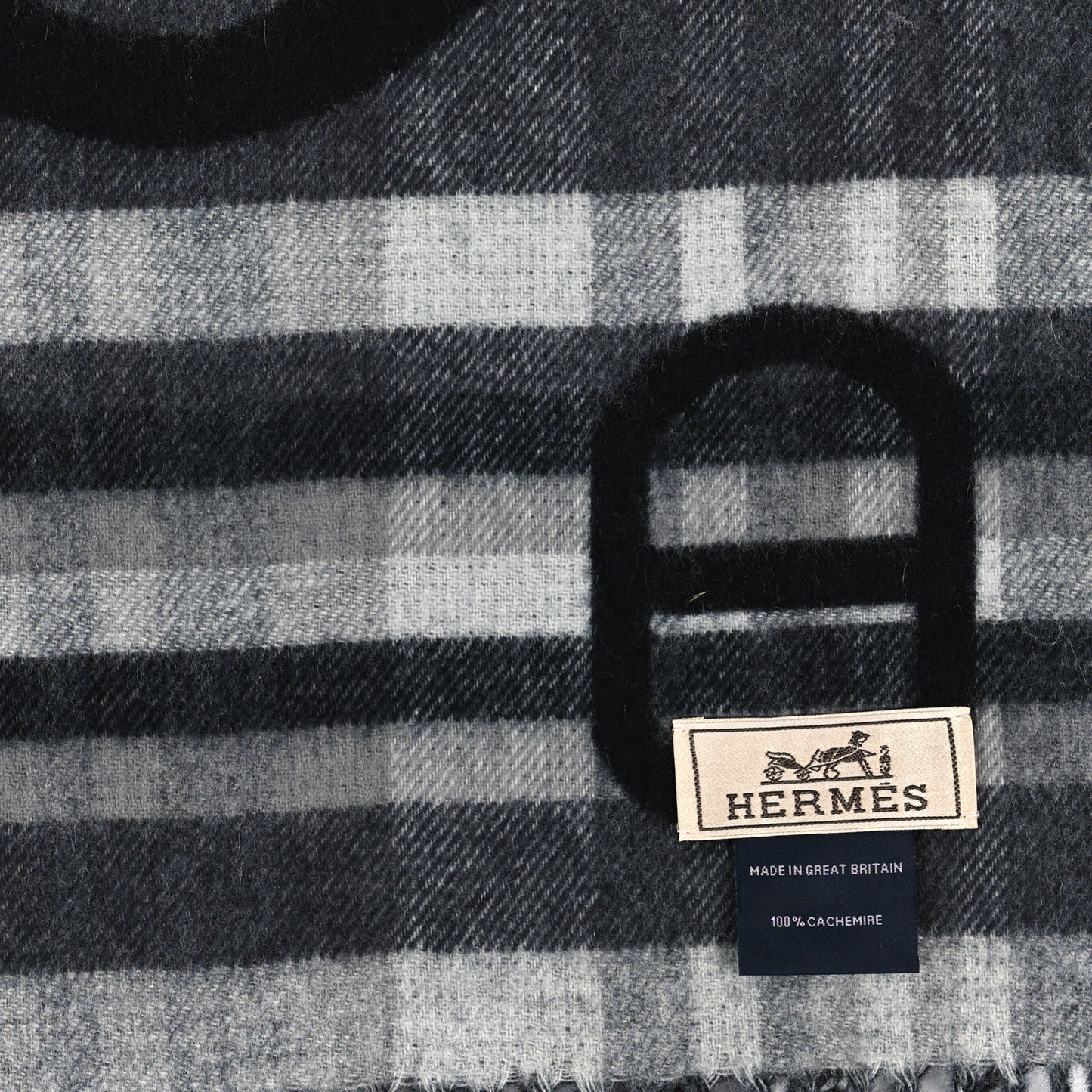 Cashmere Tartan Maillons Muffler Black Grey