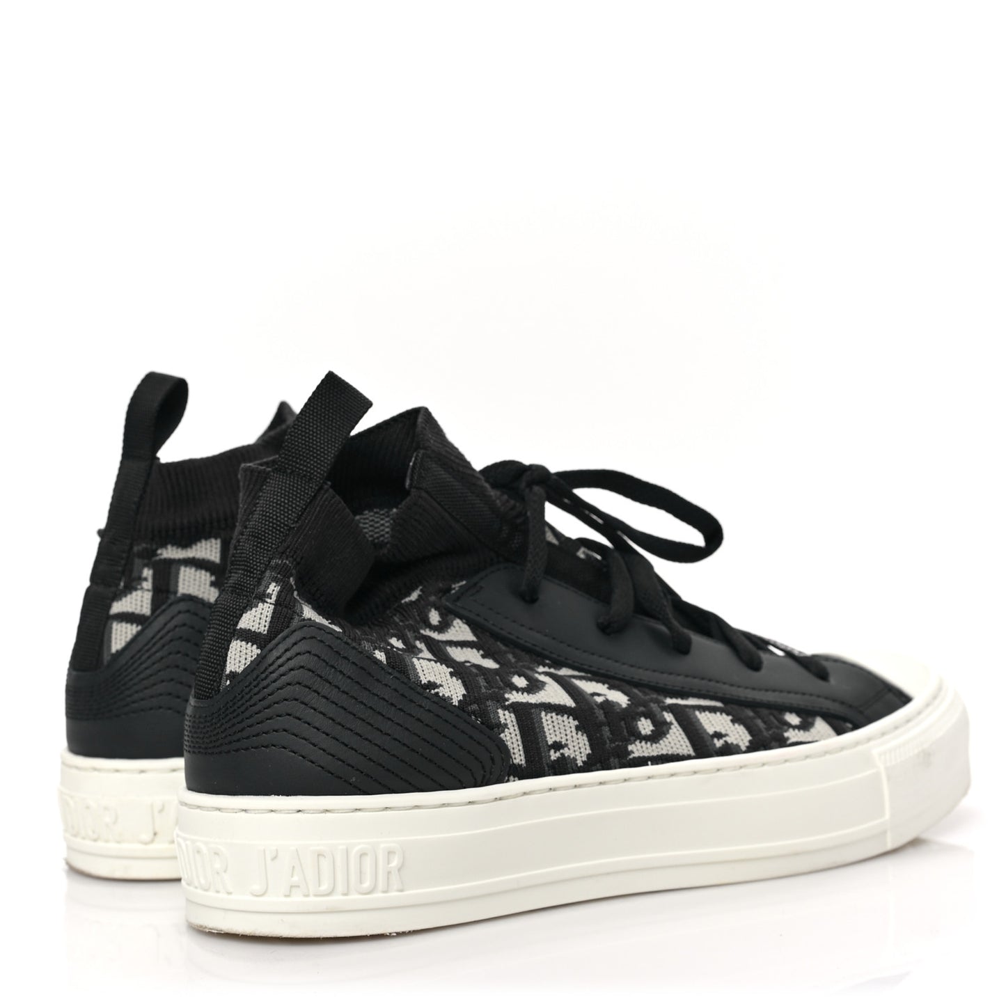 CHRISTIAN DIOR Technical Mesh Calfskin Women's Oblique Walk'N'Dior High Top 37 Deep Blue Deep Blue