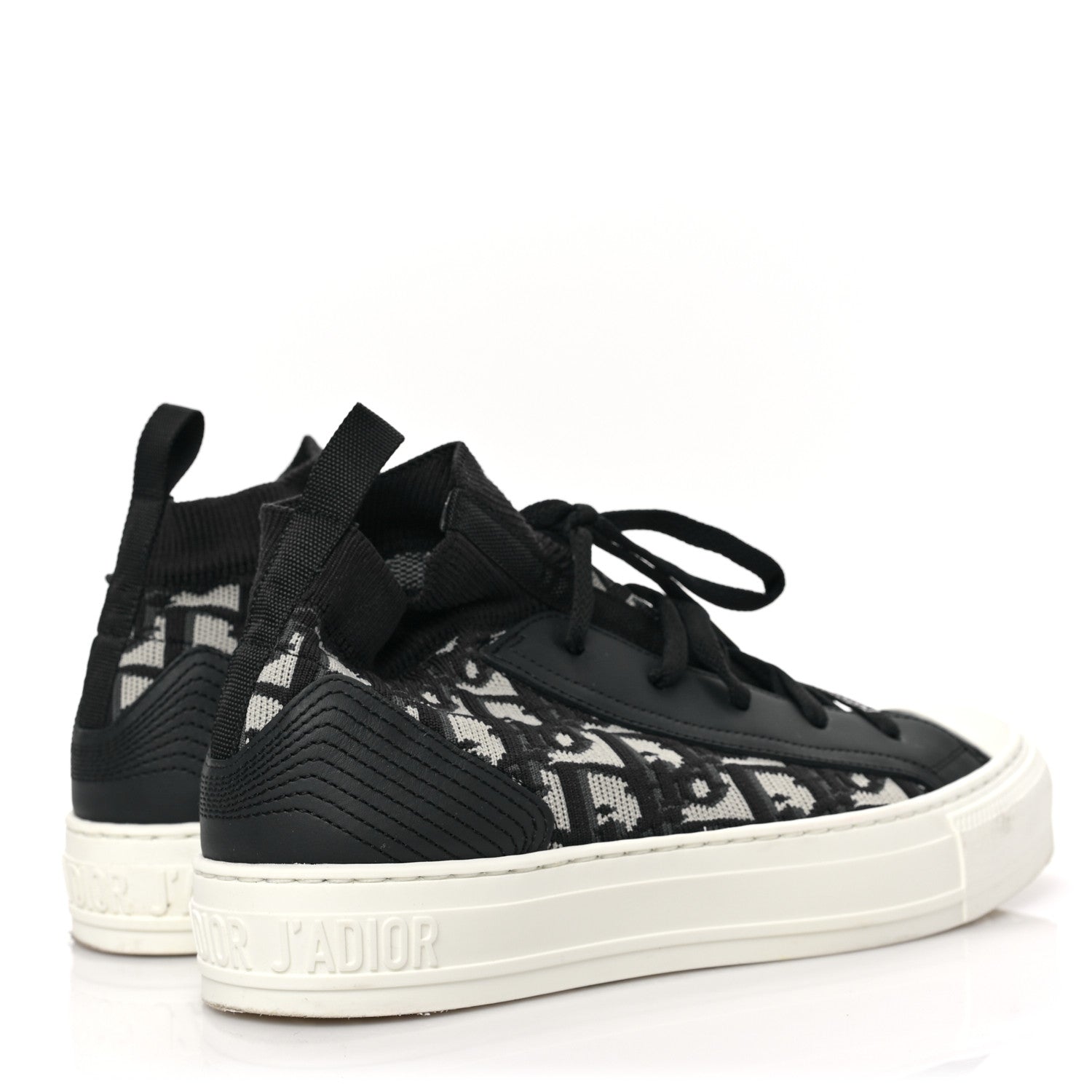 Christian Dior CHRISTIAN DIOR Technical Mesh Calfskin Women's Oblique Walk'N'Dior High Top 37 Deep Blue Deep Blue 4 of 6
