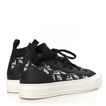 Christian Dior CHRISTIAN DIOR Technical Mesh Calfskin Women's Oblique Walk'N'Dior High Top 37 Deep Blue Deep Blue 4 of 6