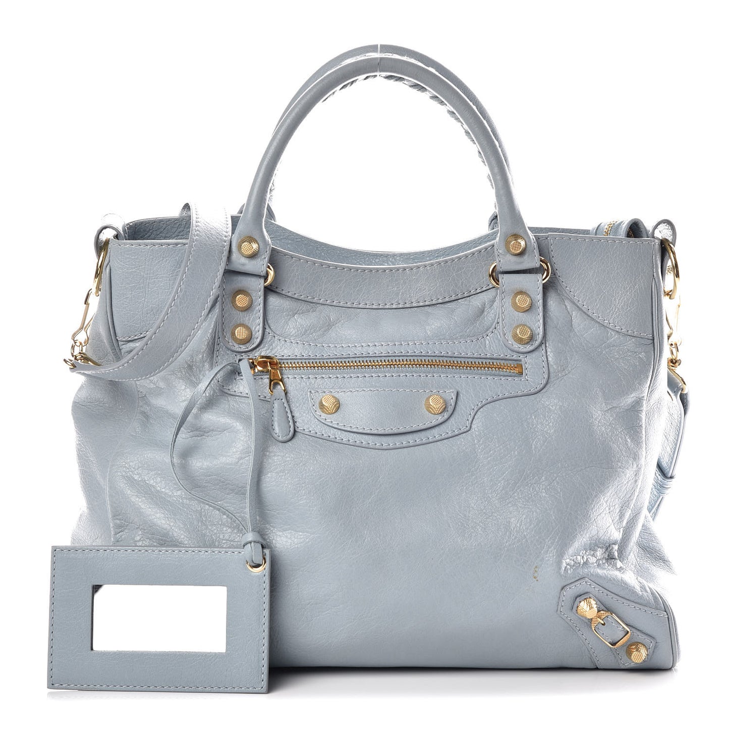 Agneau Giant 12 Gold Hardware Velo Bleu Opaline