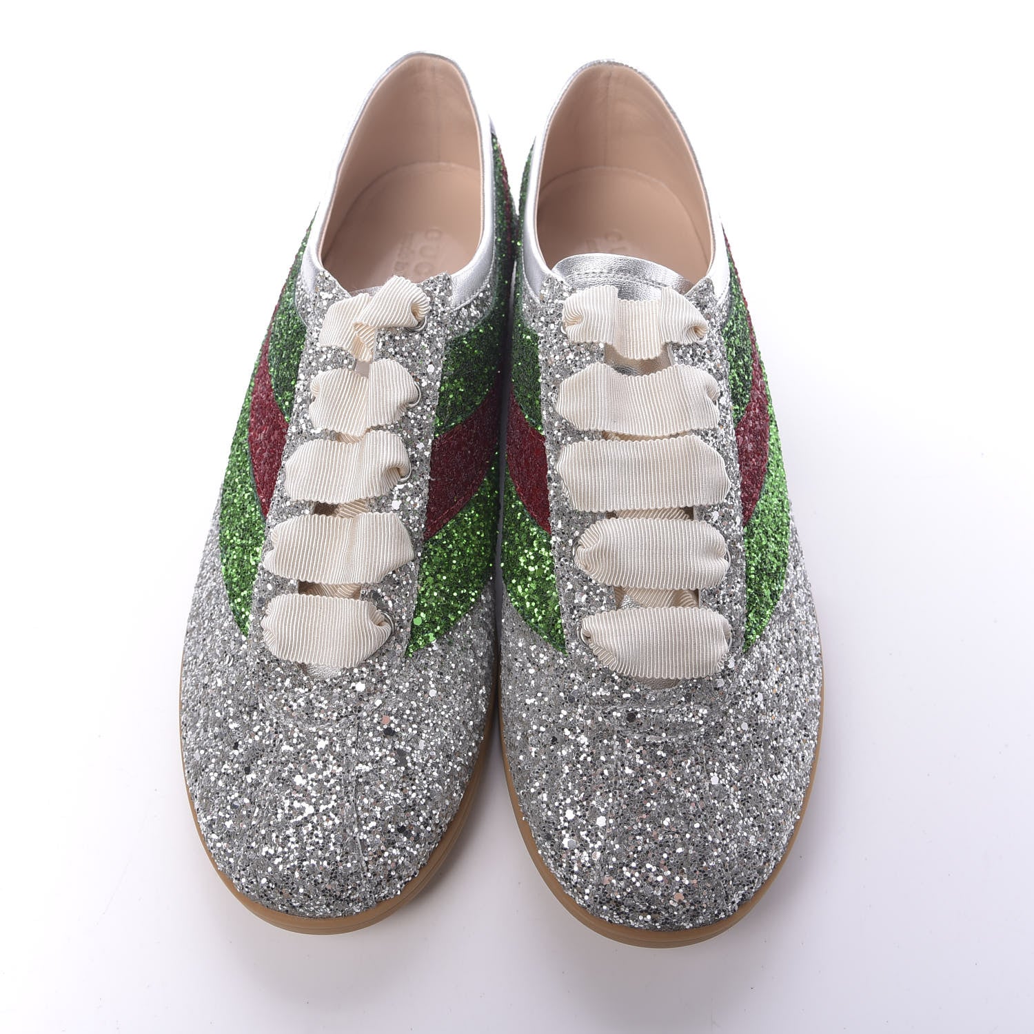 Gucci Glitter Fabric Web Mens Falacer Sneakers 11 Silver 5 of 10