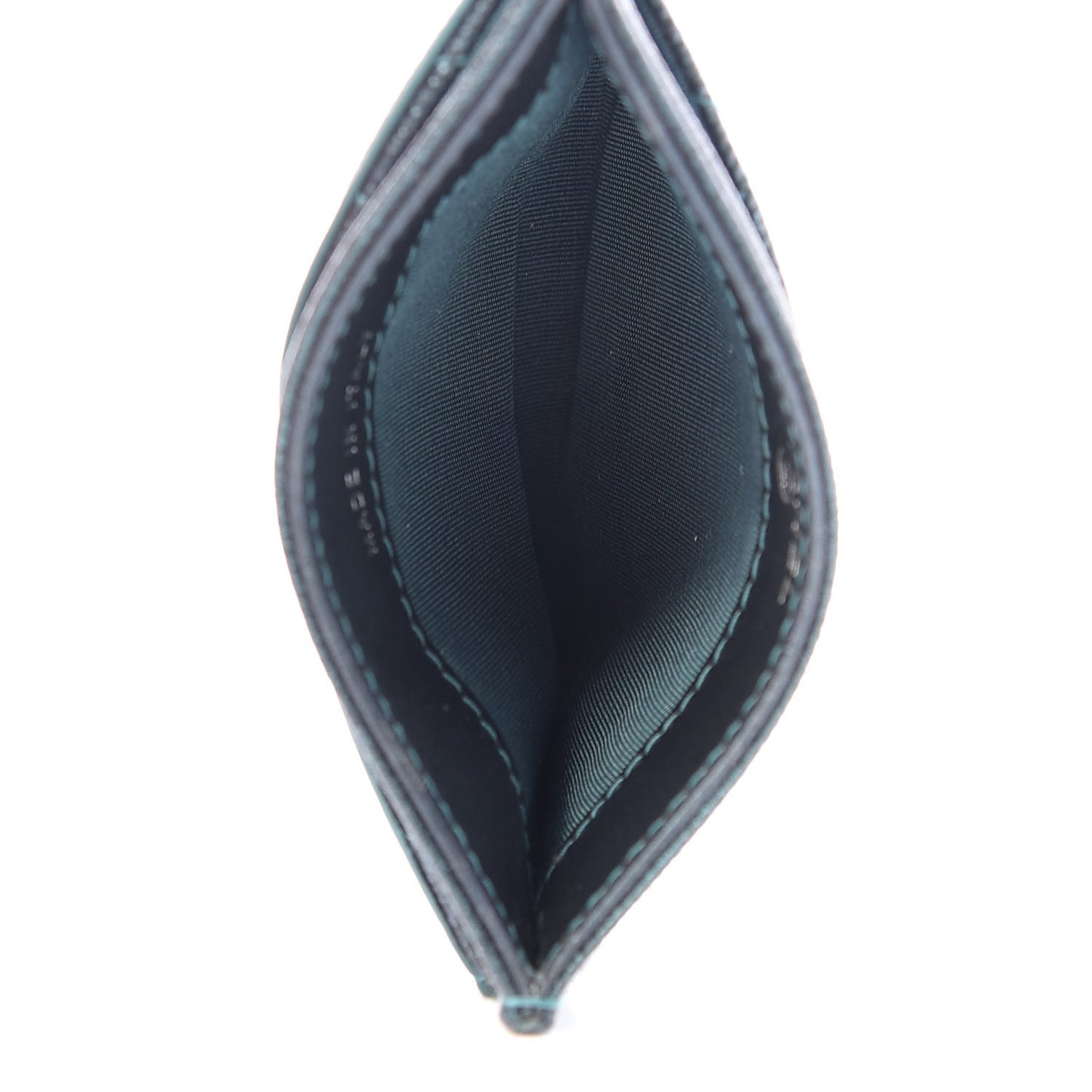 Iridescent Caviar Quilted Filigree Card Holder Dark Turquoise