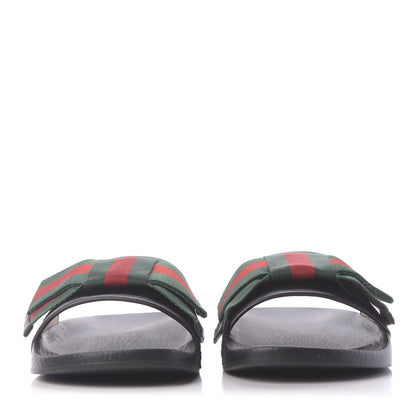 Gucci Satin Web Bow Slide Sandals 40 Black 2 of 9