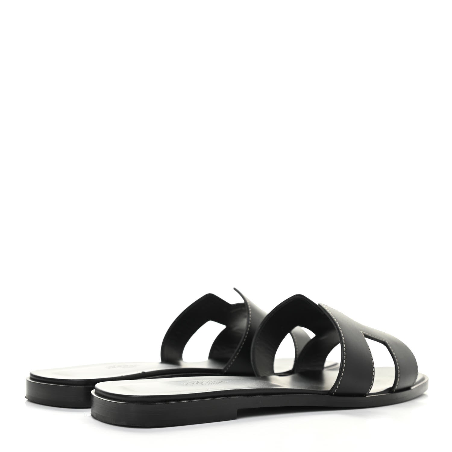 Hermes Box Calfskin Oran Sandals 39.5 Black 4 of 15