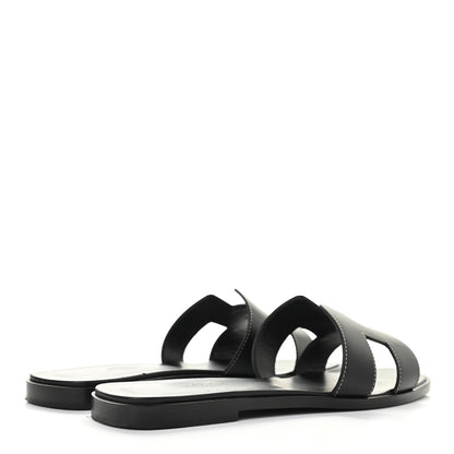 Hermes Box Calfskin Oran Sandals 39.5 Black 4 of 15