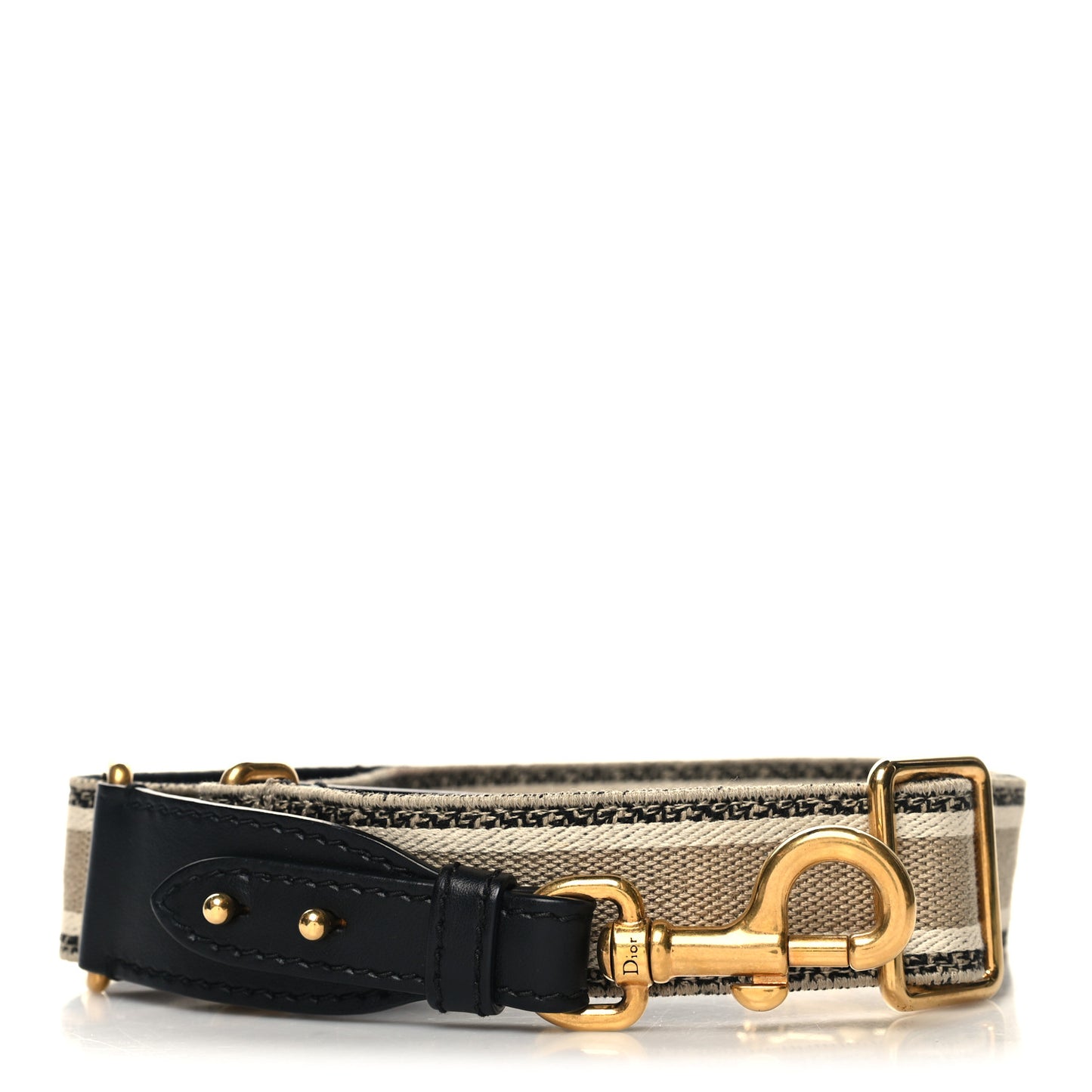 Canvas Embroidered Shoulder Strap Beige