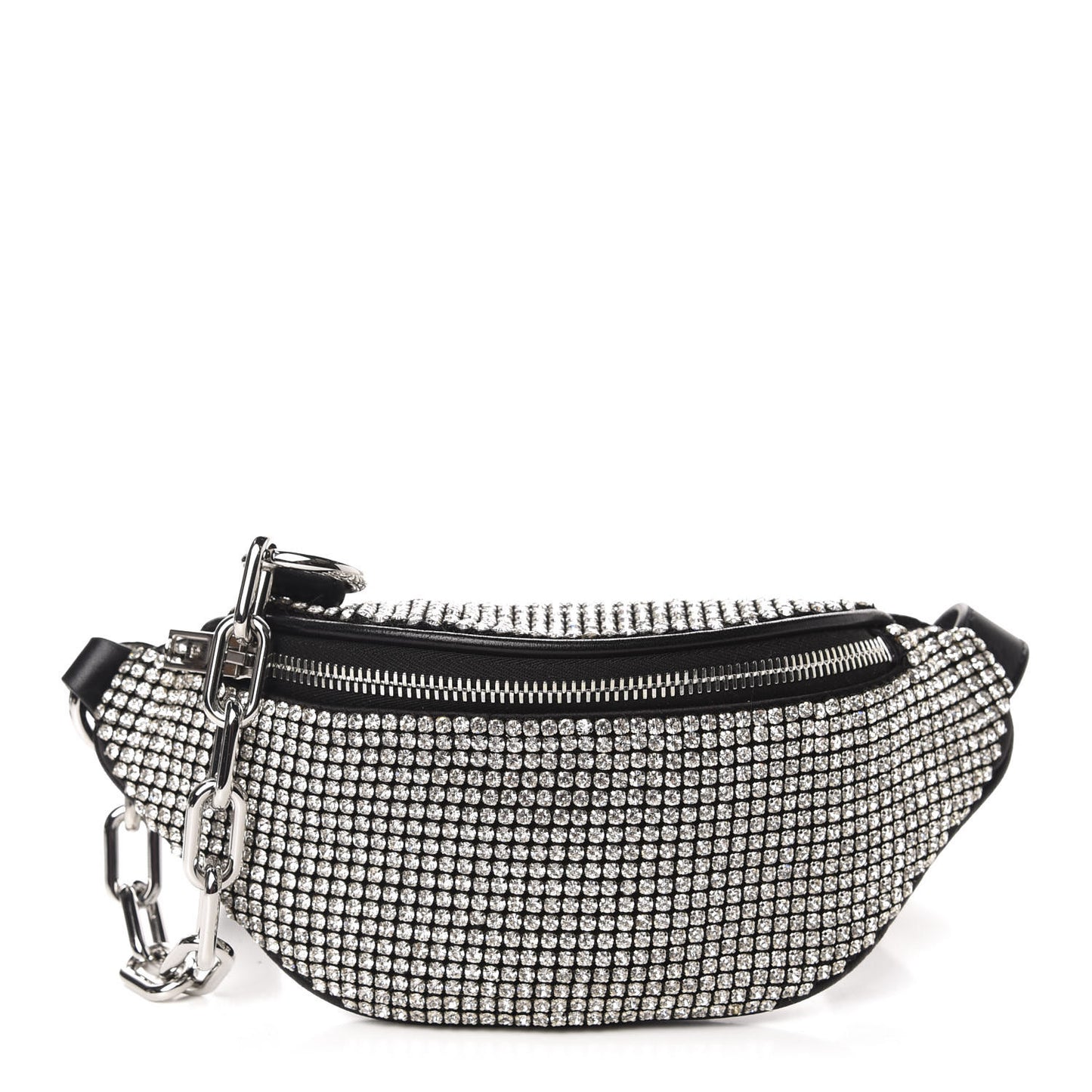 Rhinestone Mesh Mini Attica Belt Bag Black