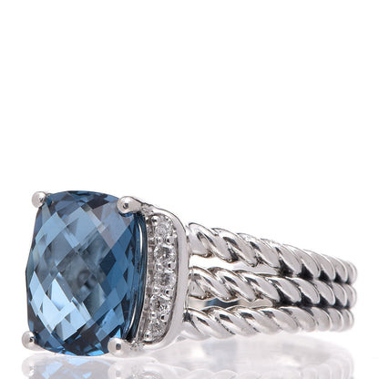 David Yurman Sterling Silver Diamond Hampton Blue Topaz 10mm Petite Wheaton Ring 52 6 5 of 5