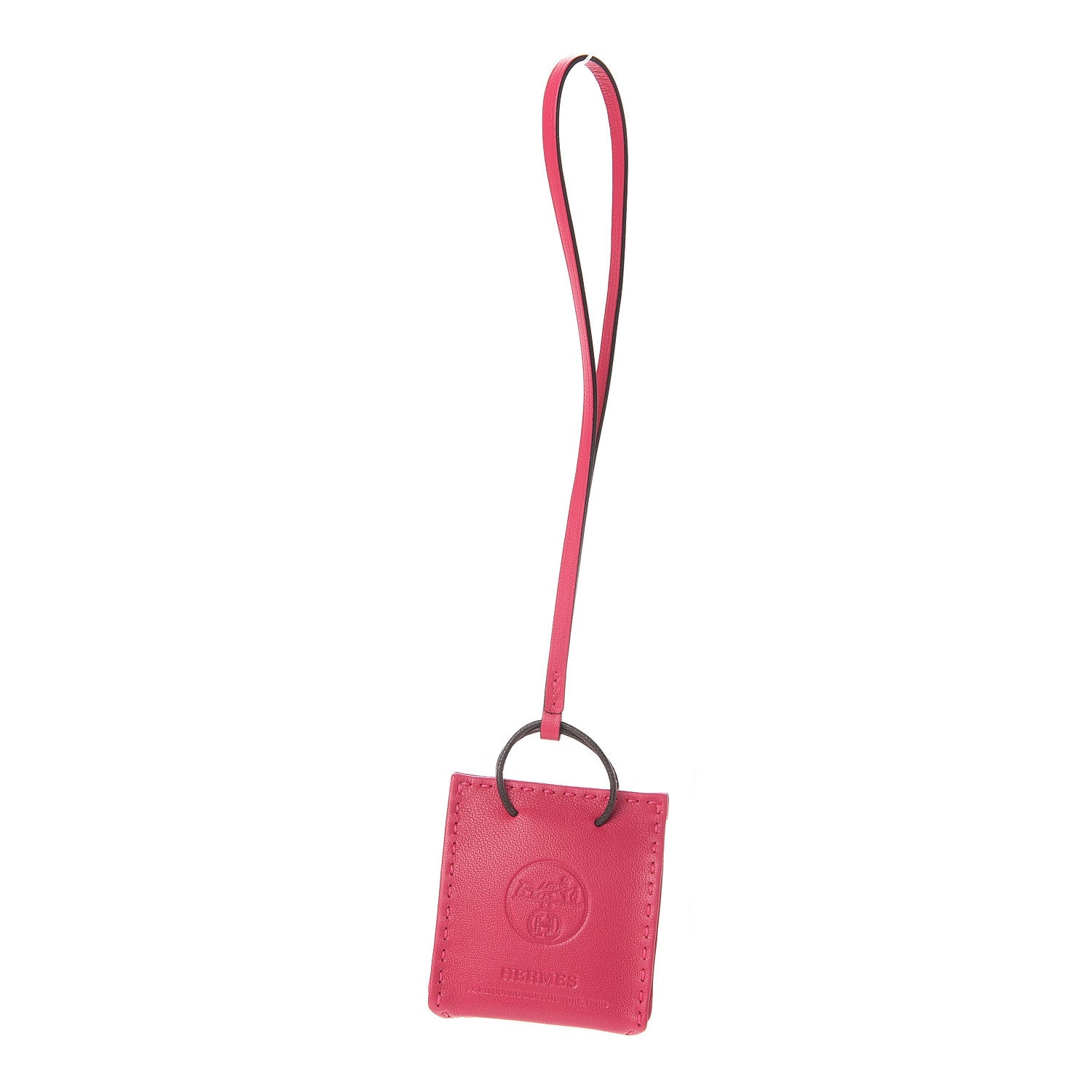 Hermes Milo Lambskin Swift Shopping Bag Charm Rose Mexico 1 of 2