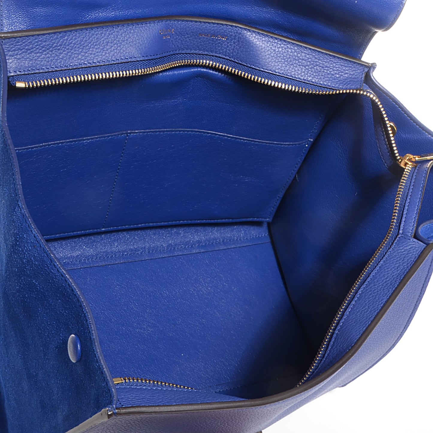 Drummed Calfskin Suede Small Trapeze Indigo