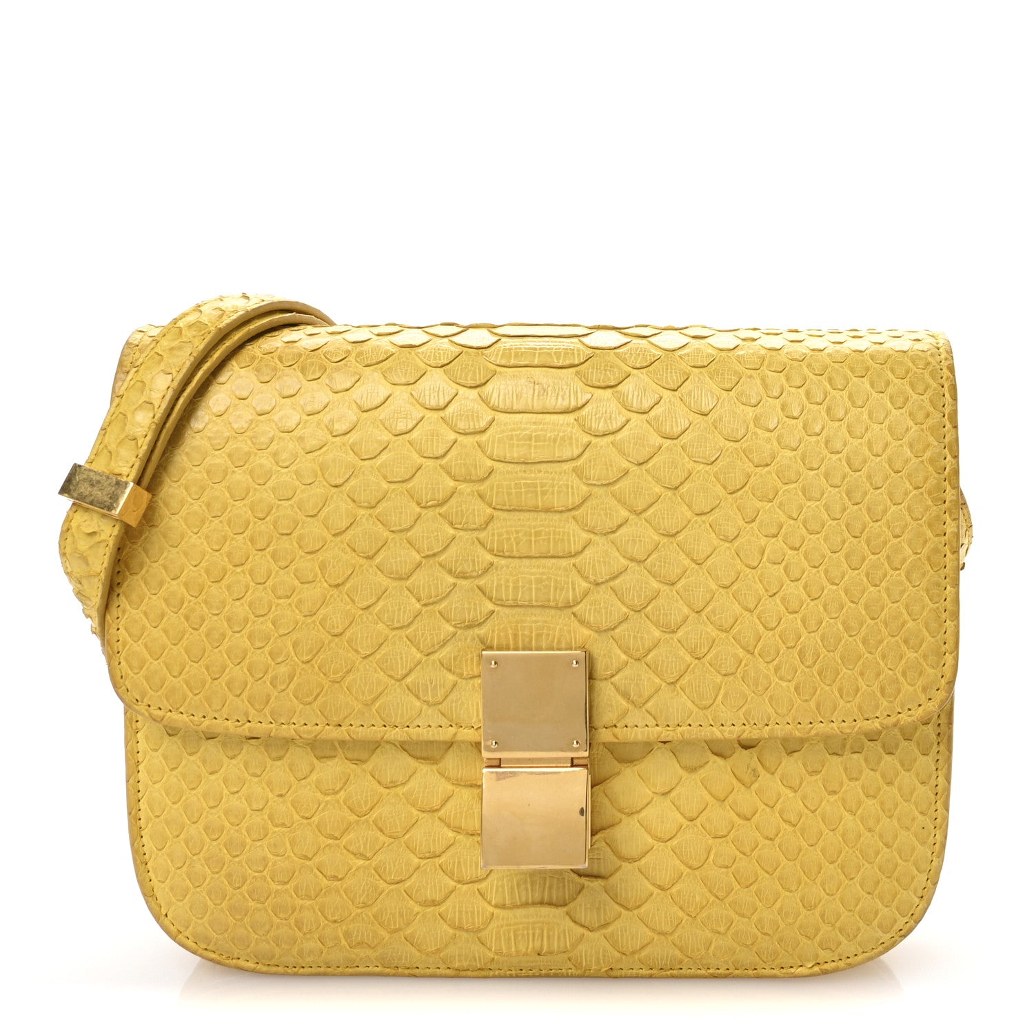 Celine Snakeskin Medium Classic Box Yellow 1 of 13