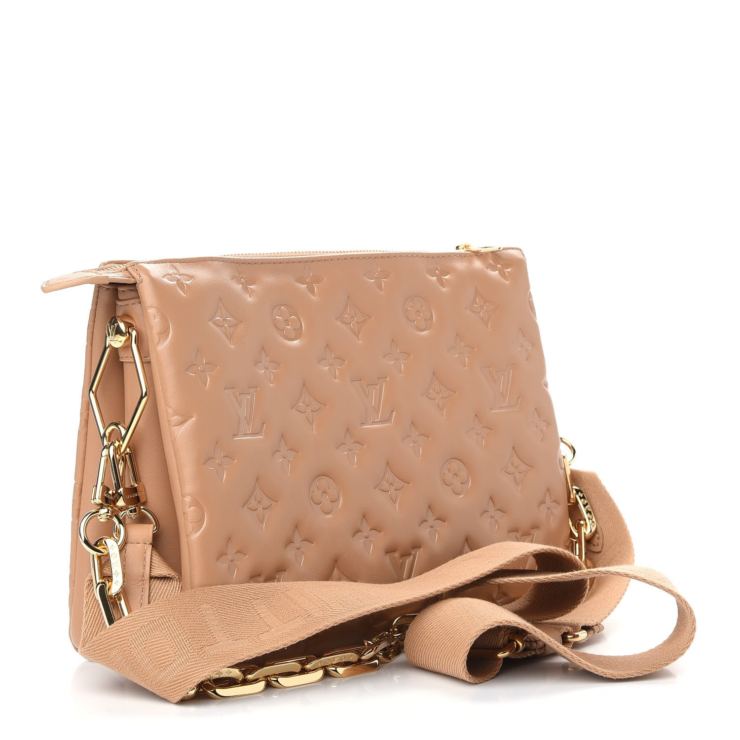 Louis Vuitton Lambskin Embossed Monogram Coussin PM Camel 3 of 8